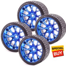 Sweep Racing SRC Monster Truck Road Crusher Belted Tire Blue Chrome Wheel (4)