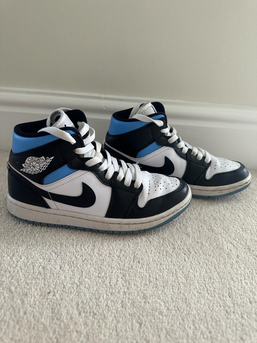 Jordan 1 Mid University Blue Black White - Size UK 5 | eBay UK