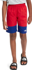 The North Face Boys Swim Trunks Red/ Blue Shorts With Pockets L 