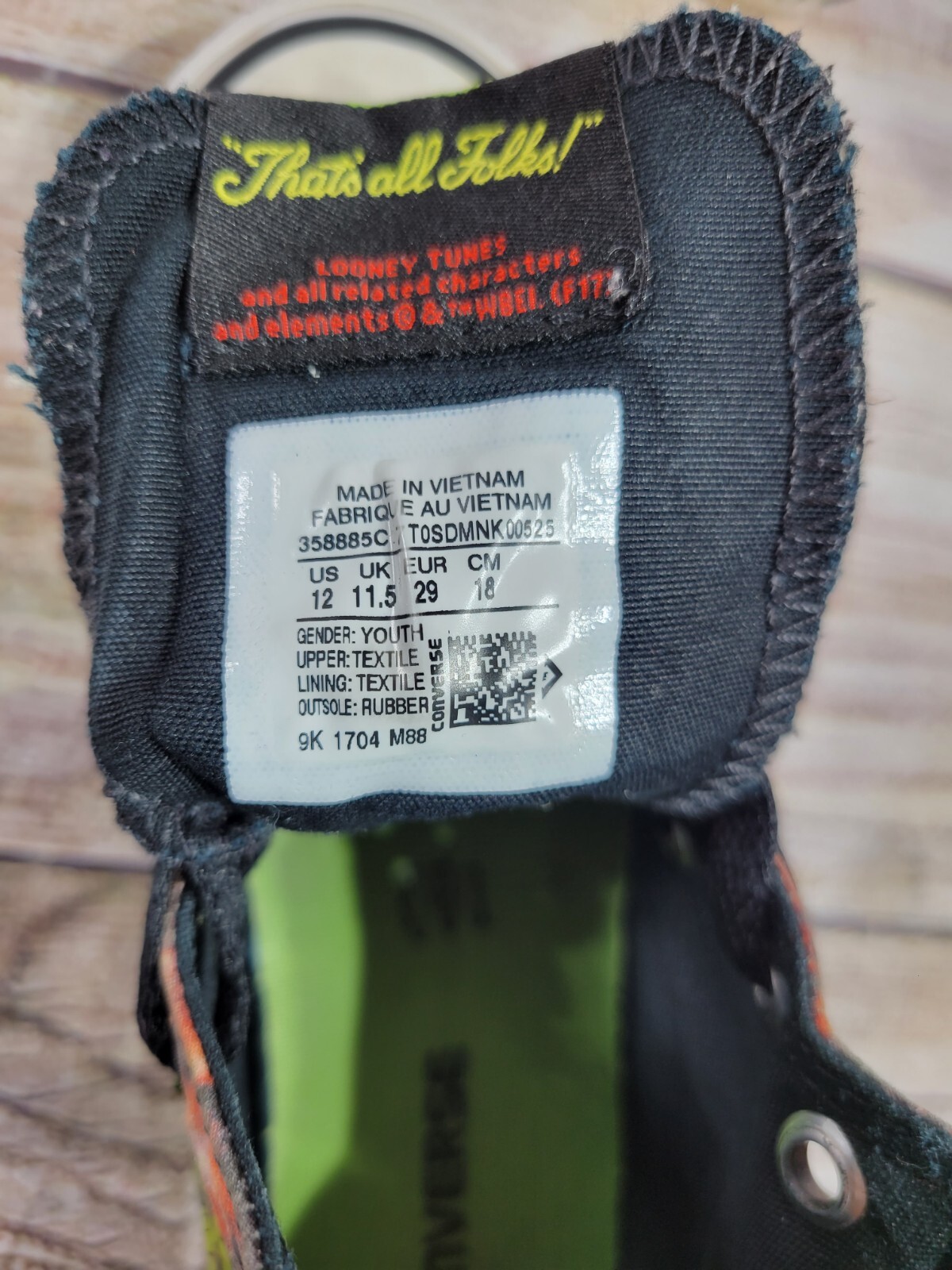 Converse All Star Marvin The Martian Looney Tunes Sneakers/Shoes Jr/Youth  12 thumbnail 8