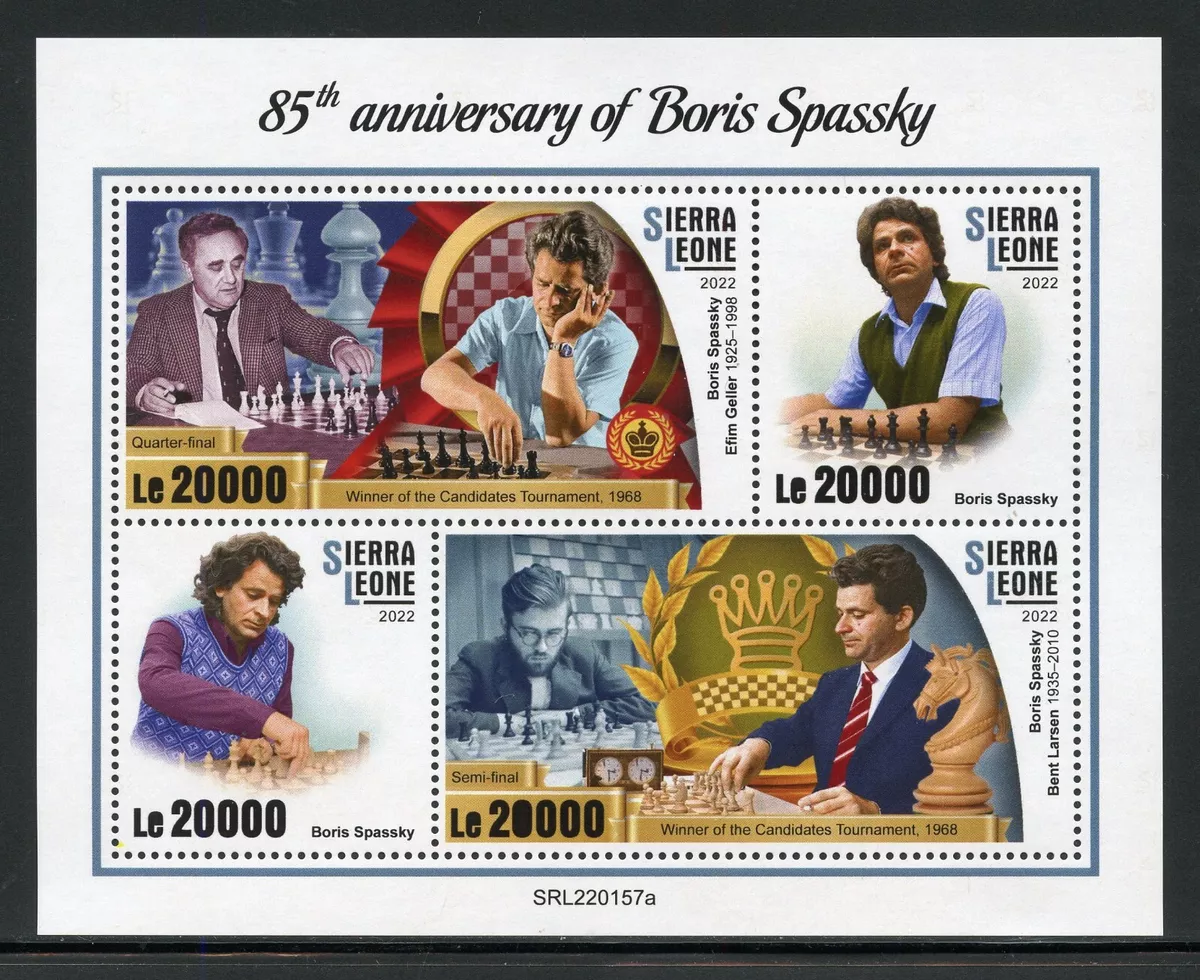 SIERRA LEONE 2022 85th ANN OF BORIS SPASSKY CHESSMASTER S/SHEET SET MINT NH