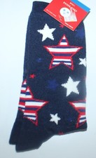 Women's men's Stars Stripes Patriotic Novelty Crew Socks Shoe Size 4-10