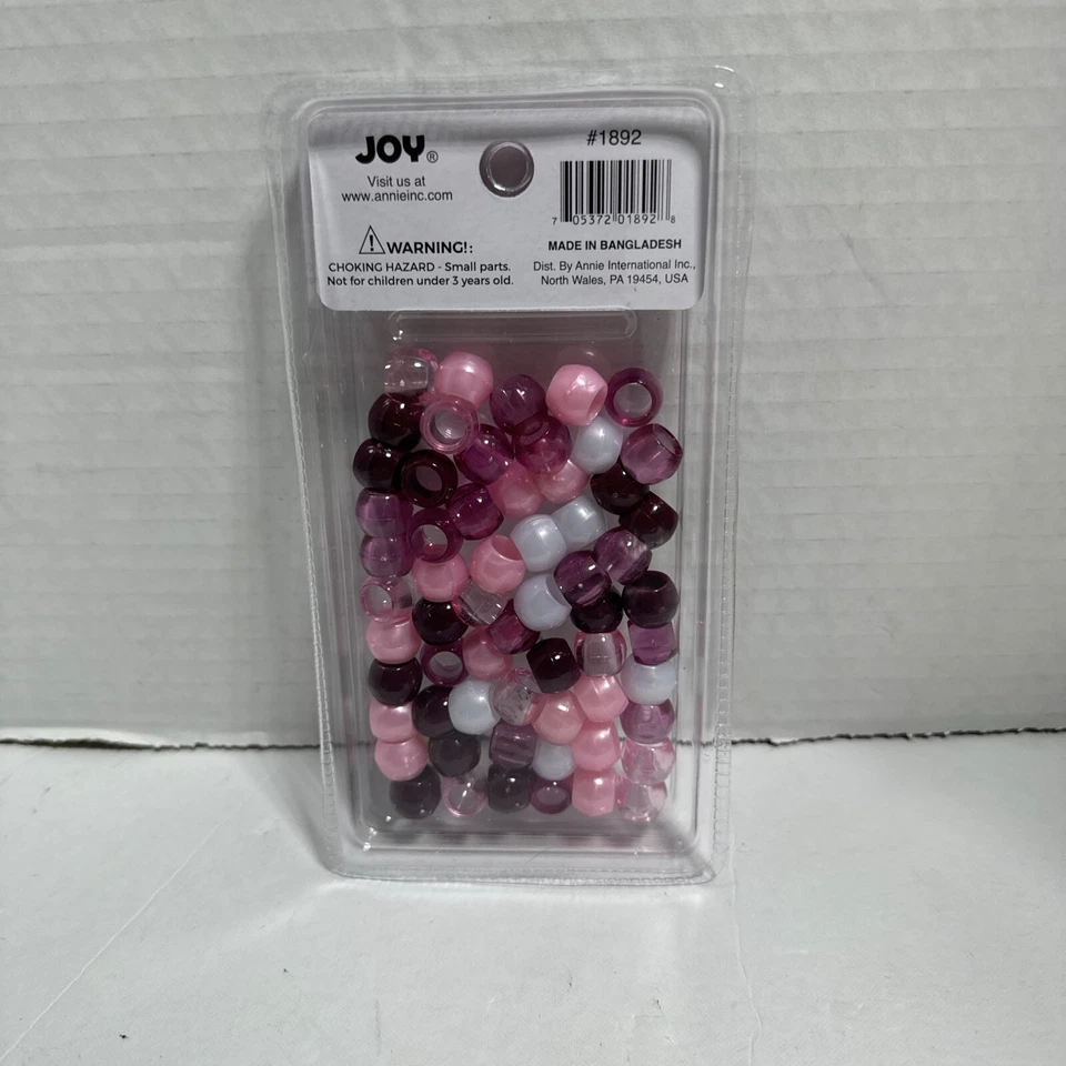 Lote de 12 paquetes de cuentas de pelo grandes rojas, blancas y rosas. Foto 2 de 3