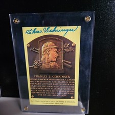 Charlie Gehringer Signed Hall of Fame Cooperstown Plaque Postcard w/COA