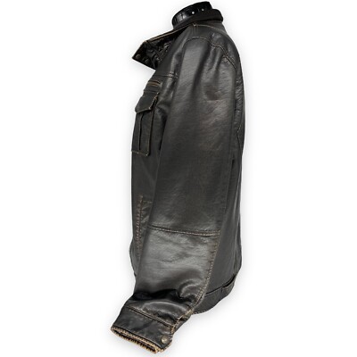 Levi's Men Brown Long Sleeve Snap Front Zipper Faux Leather Jacket