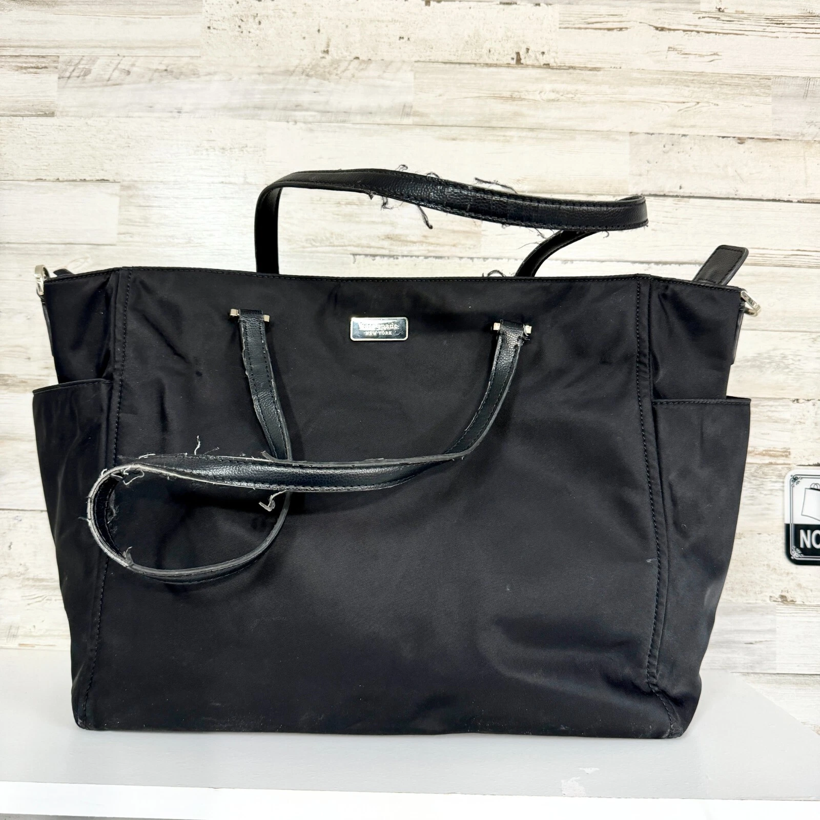 Borsa per pannolini KATE SPADE tela nera tasca laterale multitasche media