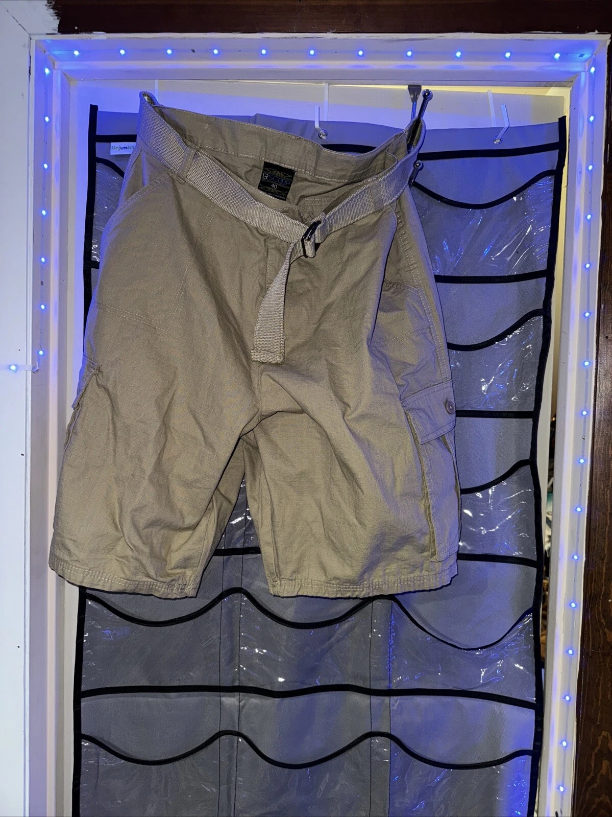 Men's Belted Classic-Fit Cargo Distressed Shorts Multi-Pocket Sixe40