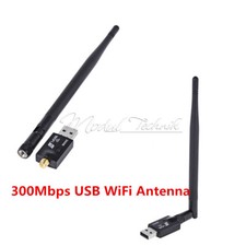300Mbps Wireless USB Network Card WiFi Adapter with Antenna WPS Button NEW-