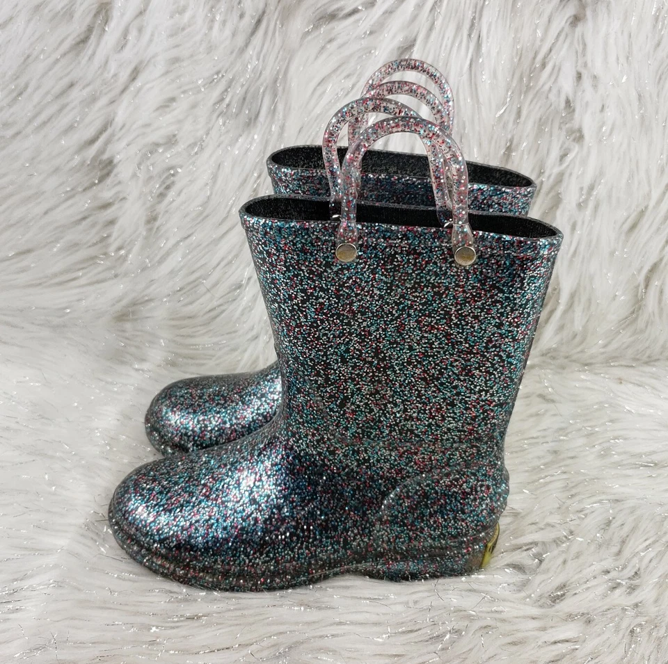 Botas de lluvia impermeables sin cordones negras brillantes Western Chief para niños talla 10 Foto 2 de 4