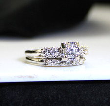 Gorgeous Ladies 14K White Gold .50 Ct Round Diamond Wedding Ring Set, Size 6.75