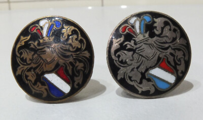 Vintage Studentika 2 Buttons, Button for Ribbon, Ribbon Button, Red-White-Blue