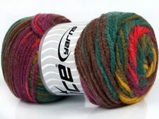 4-Skein Lot Ambiance Yarn Medium Acrylic 4x100g/200m Green Shades Gold Red