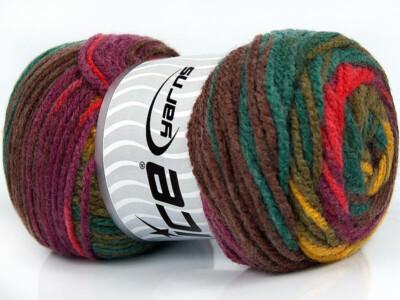 4-Skein Lot Ambiance Yarn Medium Acrylic 4x100g/200m Green Shades Gold Red