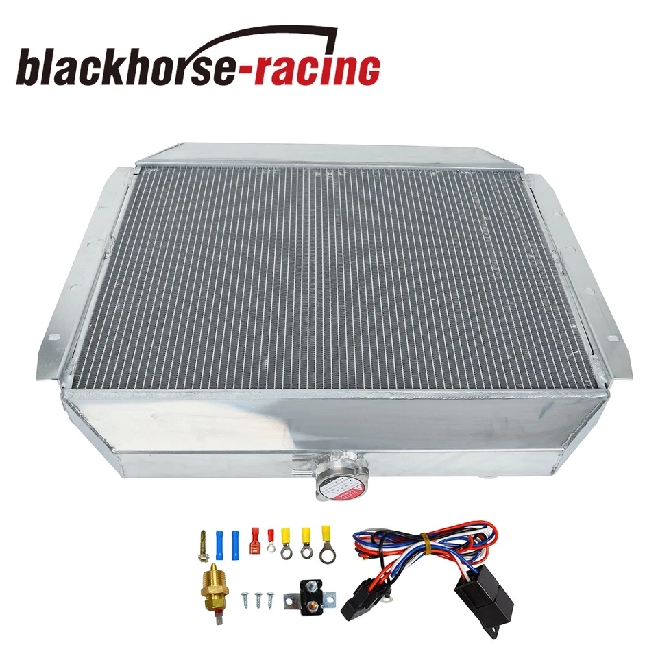For 1968-1979 Ford F100 F150 F250 F350 Bronco V8 3 Row Radiator+Shroud Fan+Relay Foto 3 de 4
