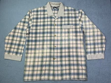 DAKS LONDON SHIRT Adult Extra Large XLarge Beige Blue Green Plaid Button Up