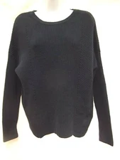 tunic sweater sz M drop shoulder diagonal ribbed knit navy blue asymmetric MINT