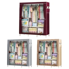 67" Portable Clothes Storage Closet Organizer  Wardrobe Rack Storage Shelf Home