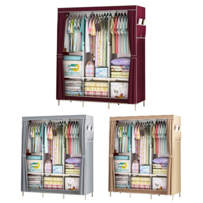 67'' Portable Clothes Storage Closet Organizer  Wardrobe Rack Storage Shelf Home