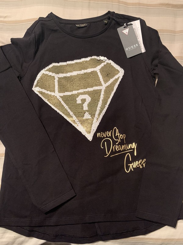 New Beautiful Guess Long Sleeve Girl Shirt Size 12 Color Black