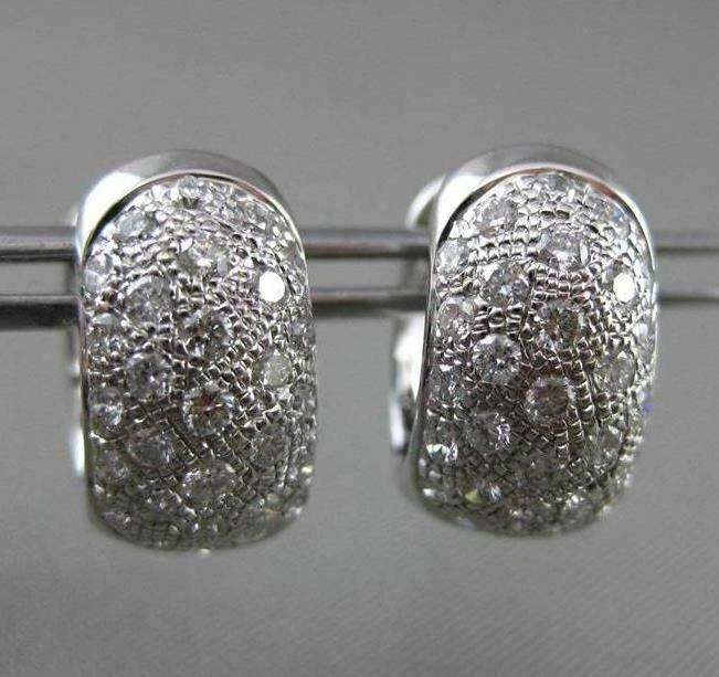 ORECCHINI A CERCHIO HUGGIE ESTATE WIDE 0 80CT DIAMANTE ORO BIANCO 14K MULTI FILA VVS 13mm