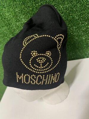 Moschino black Gold Studded Teddy Bear Women’s Beanie Hat Moschino Beanie Hats for Women for sale | eBay UK main image 3