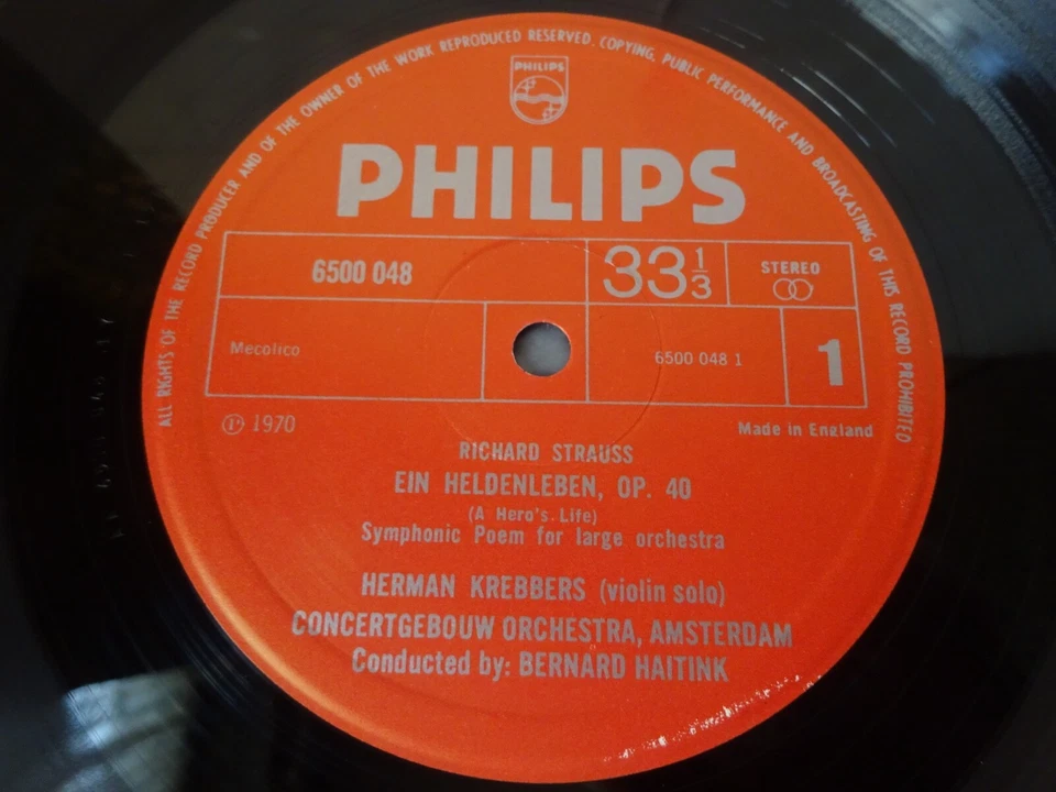 NM RICHARD STRAUSS - EIN HELDENLEBEN LP, COA, Haitink, PHILIPS 6500 048 - Image 3 of 4