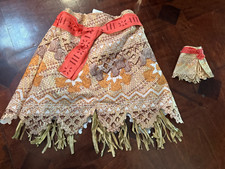 Disney Moana Costume Dress-Up Play Skirt Girl's Size 4-6X  Matching Doll Dress