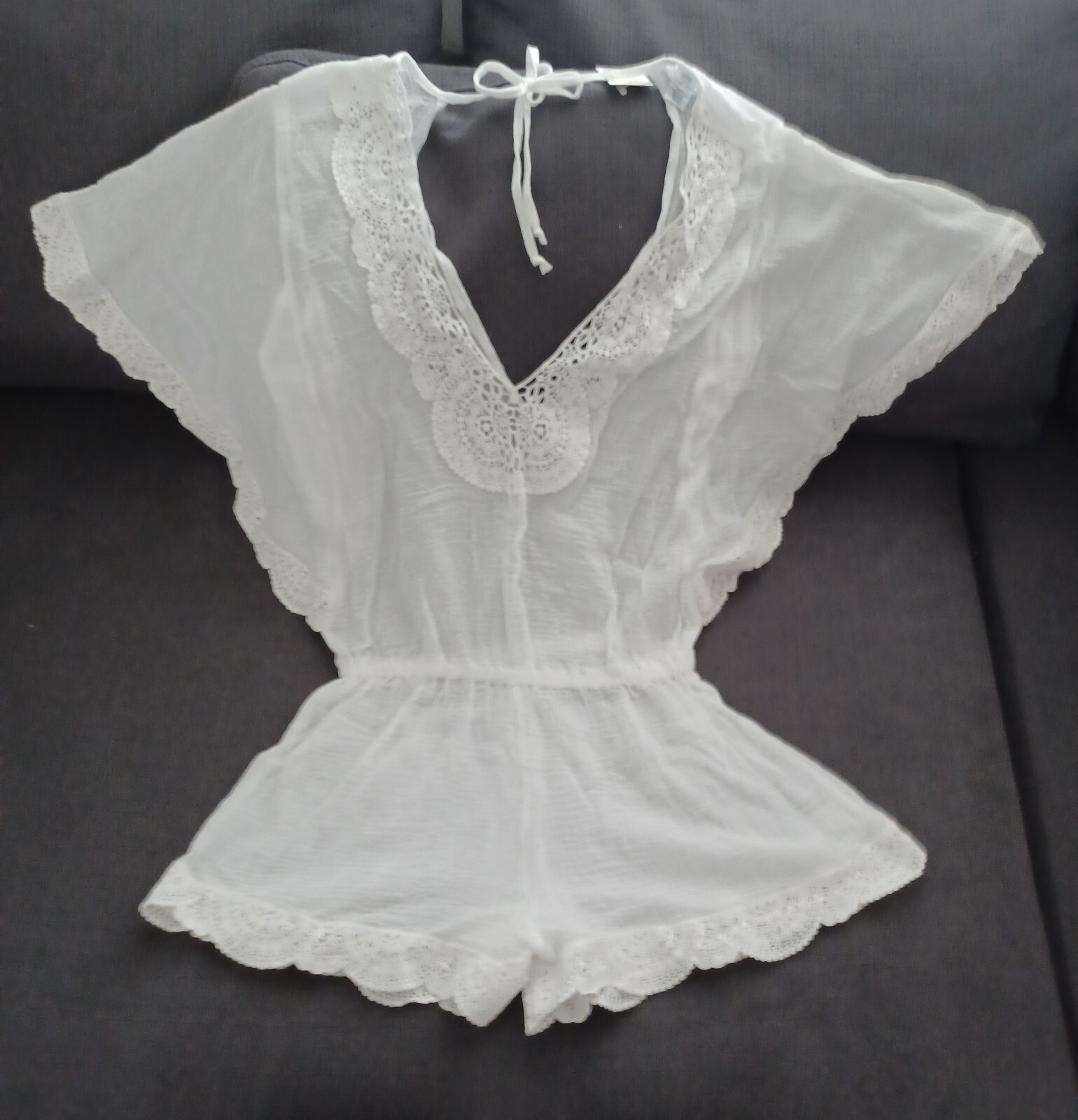 Eberjey Off White 100% Cotton Lace Playsuit for Beach or Playwear-image