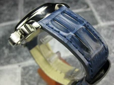 New 24mm Hornback Grain Leather Band Blue Tang Watch Strap for PANERAI Blue x1