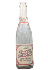 Vintage Pepsi Cola Glass Soda Bottle Double Dot Paper Label Illinois Bottling Co