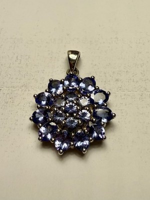 925 Tansanit helllila Edelstein Cluster Anhänger Sterlingsilber