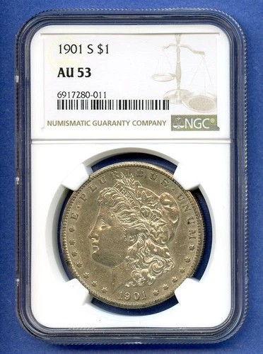1901 S NGC AU53 Morgan Silver Dollar $1 US Mint Rare Key Date Coin 1901-S AU-53
