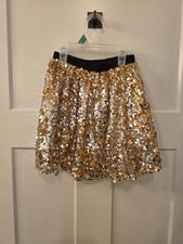 Flofallzique Girls Size 7 Gold Sequin Skirt Elastic Waist