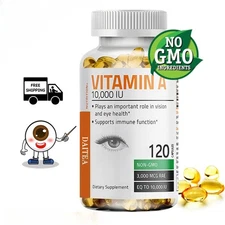 Vitamin A 10,000 IU 120 Capsules Support Immune Eye Vision Health Improve Skin