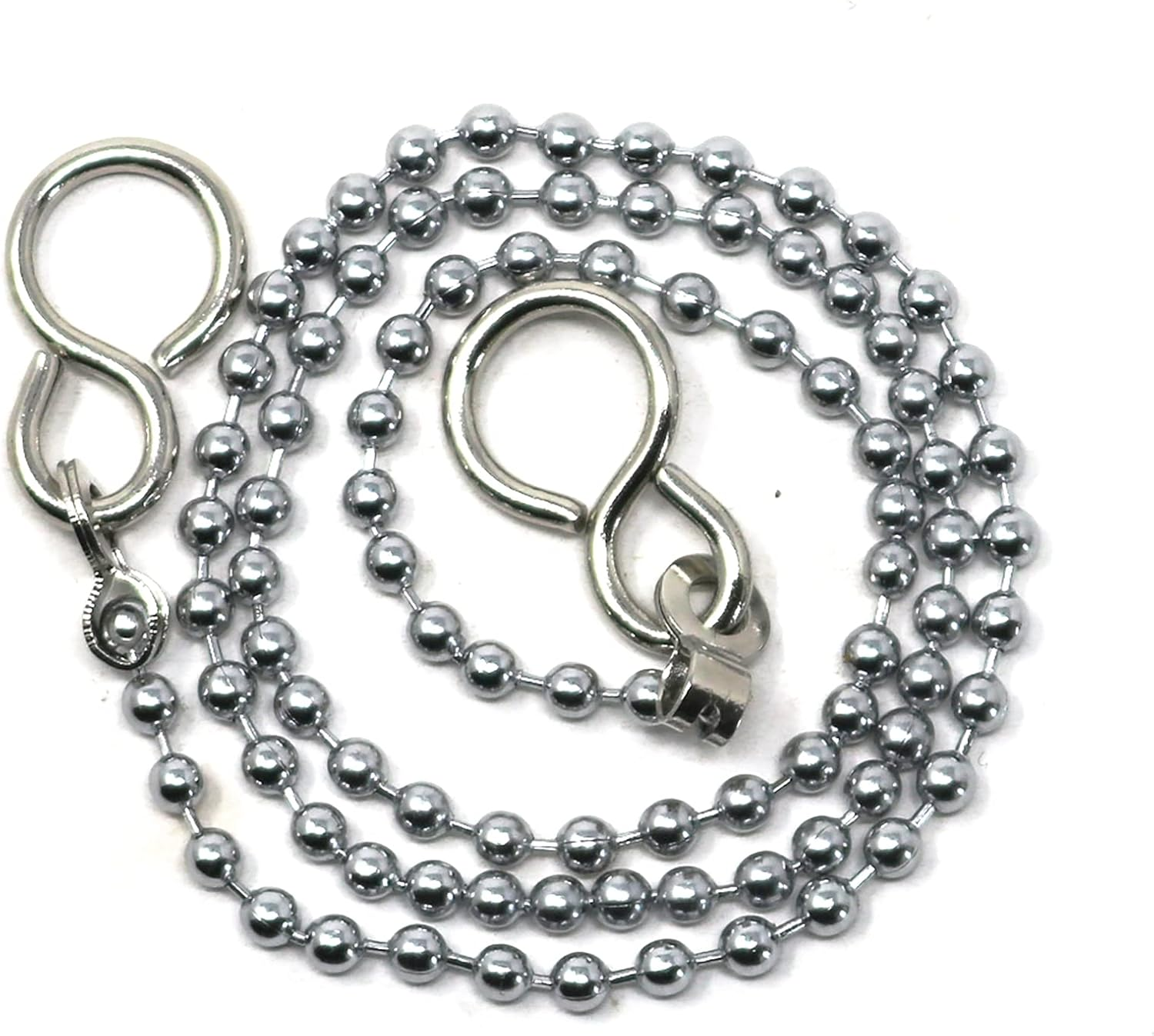 Ball Type Replacement Bath Sink Chain with Fitted S Hook Chrome Plated 450Mm (18