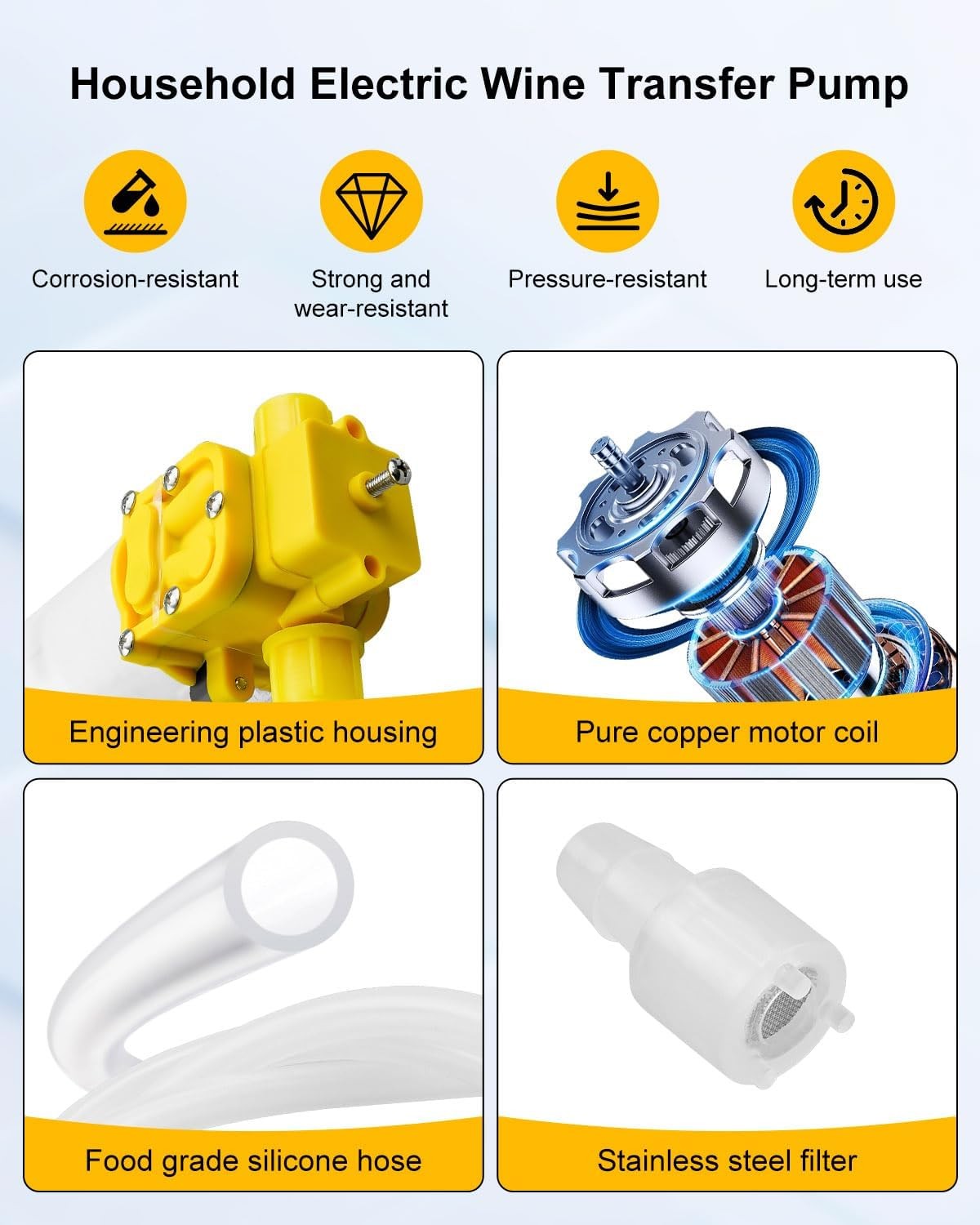 Household Electric Wine Transfer Pump with 110V Speed Regulator, Low Noise Bever