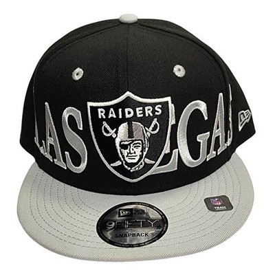 New Era 9FIFTY Las Vegas Raiders Snapback Hat Black Grey NFL Flat Bill Cap OSFM