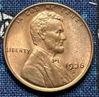 1936-D Lincoln Wheat Cent Uncirculated Super Nice Coin Free Shipping S-02