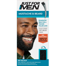 Just For Men Mustache Beard Dye Jet Black M-60 Gray Hair Color with Brush
