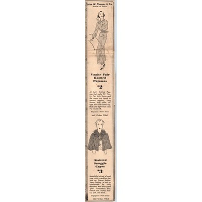 John W. Thomas Co Dept Store 2x13'' 1935 Minneapolis Journal Advertisement D10