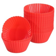 36Pcs Silicone Cupcake Baking Cups 2.8" Non-Stick Muffins Liners Red