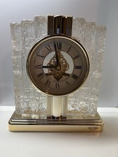 Rhythm Quartz Mantel Clock Vintage Decorative Gold Tone Working- Excellent