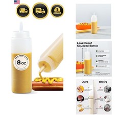 Condiment Squeeze Bottle 8 Ounce Plastic Dispenser for Sauces Spreads