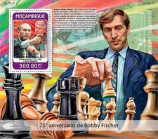 CHESS Grandmaster BOBBY FISCHER Games/Sport 1v-Stamp Sheet #215 2018 Mozambique