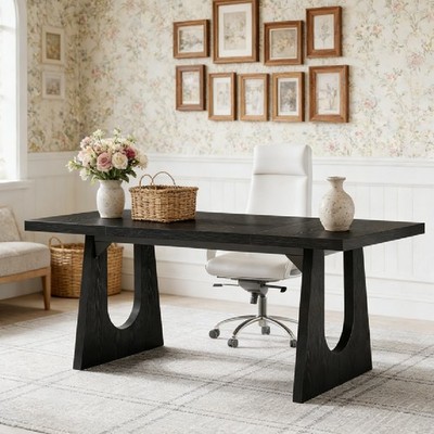 Rustic Wooden Office Desk Large Executive Computer Table Workstation Home Office