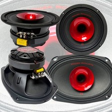 350 Watt Car Speakers Bundle 6.5" & 6x9" Mid-Range Loudspeakers 4 Speakers Total