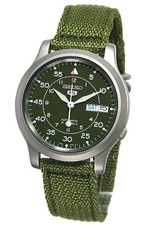 Seiko 5 SNK805K2 Automatic Green Dial Military Watch Nylon Strap Rare Discont