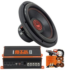 Gravity G3-12D4 12-inch 2000W Subwoofer STXAUDIO 1000W Car Amplifier Amp Kit
