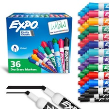 EXPO Low Odor Dry Erase Markers Chisel Tip 36 Count, Vibrant Assorted