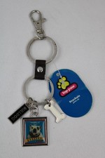 NEW TOP PAW BULLDOG DOG KEY CHAIN ENAMELED SILVERTONE CHARM RETRO PURSE CLIP ON